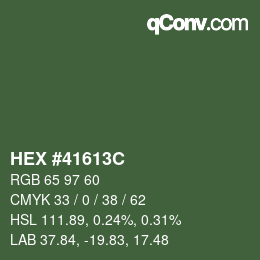 カラーコード: HEX #41613C | qconv.com