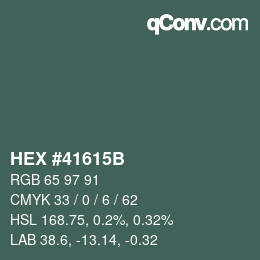 Farbcode: HEX #41615B | qconv.com