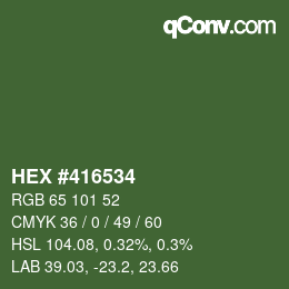 カラーコード: HEX #416534 | qconv.com