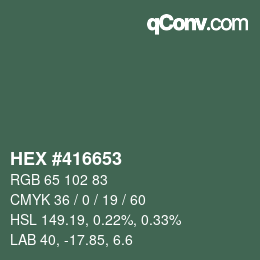 颜色代码: HEX #416653 | qconv.com