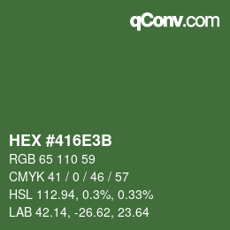 颜色代码: HEX #416E3B | qconv.com
