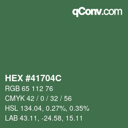 Color code: HEX #41704C | qconv.com