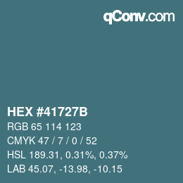 Color code: HEX #41727B | qconv.com