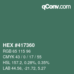 Color code: HEX #417360 | qconv.com