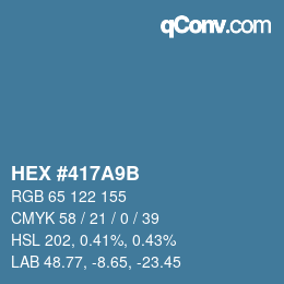 颜色代码: HEX #417A9B | qconv.com