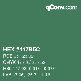 Color code: HEX #417B5C | qconv.com
