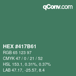 Color code: HEX #417B61 | qconv.com