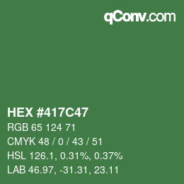 Farbcode: HEX #417C47 | qconv.com