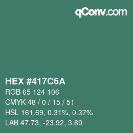 Farbcode: HEX #417C6A | qconv.com