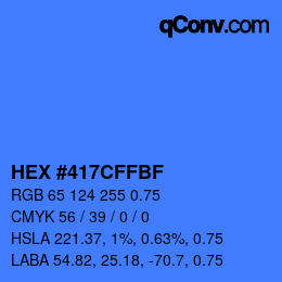 Farbcode: HEX #417CFFBF | qconv.com