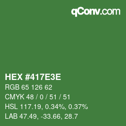Color code: HEX #417E3E | qconv.com