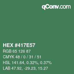 Farbcode: HEX #417E57 | qconv.com