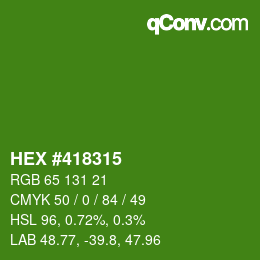 Color code: HEX #418315 | qconv.com