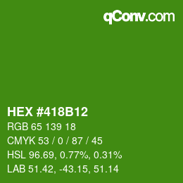 Color code: HEX #418B12 | qconv.com