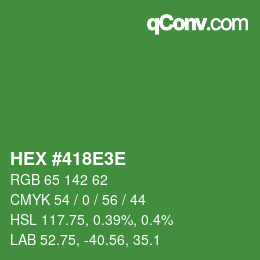 Color code: HEX #418E3E | qconv.com
