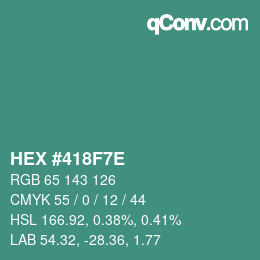 Color code: HEX #418F7E | qconv.com