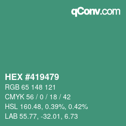 Farbcode: HEX #419479 | qconv.com