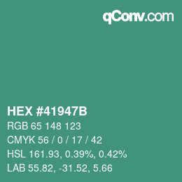 Color code: HEX #41947B | qconv.com