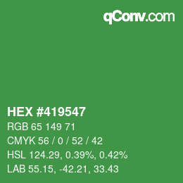 カラーコード: HEX #419547 | qconv.com