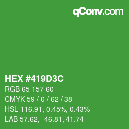 Color code: HEX #419D3C | qconv.com