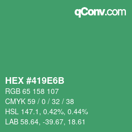 カラーコード: HEX #419E6B | qconv.com