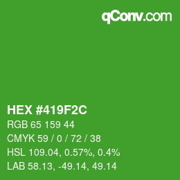 Color code: HEX #419F2C | qconv.com