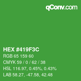 Código de color: HEX #419F3C | qconv.com