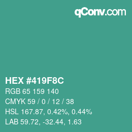 Color code: HEX #419F8C | qconv.com