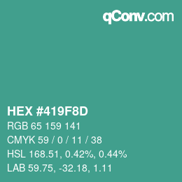 Color code: HEX #419F8D | qconv.com