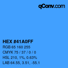 颜色代码: HEX #41A0FF | qconv.com