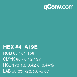Color code: HEX #41A19E | qconv.com