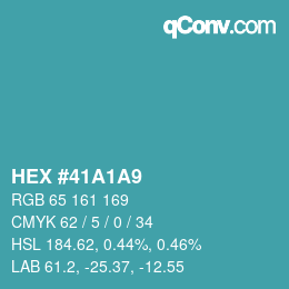 颜色代码: HEX #41A1A9 | qconv.com