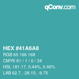 カラーコード: HEX #41A6A8 | qconv.com