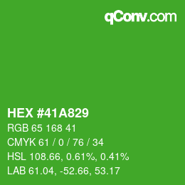颜色代码: HEX #41A829 | qconv.com