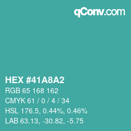 Color code: HEX #41A8A2 | qconv.com