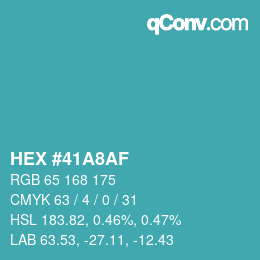 カラーコード: HEX #41A8AF | qconv.com