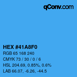 カラーコード: HEX #41A8F0 | qconv.com