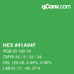 Color code: HEX #41A94F | qconv.com