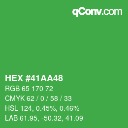 颜色代码: HEX #41AA48 | qconv.com