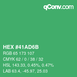 Color code: HEX #41AD6B | qconv.com