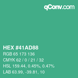 Color code: HEX #41AD88 | qconv.com