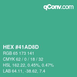 カラーコード: HEX #41AD8D | qconv.com