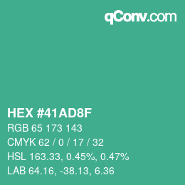カラーコード: HEX #41AD8F | qconv.com