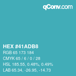 カラーコード: HEX #41ADB8 | qconv.com