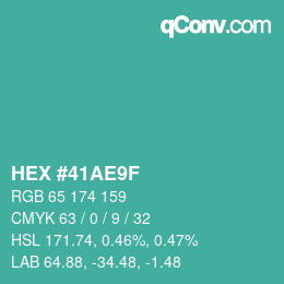 Color code: HEX #41AE9F | qconv.com