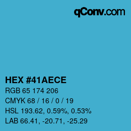 Color code: HEX #41AECE | qconv.com