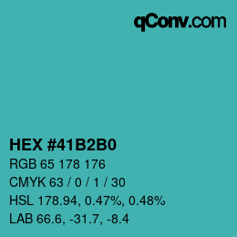 カラーコード: HEX #41B2B0 | qconv.com