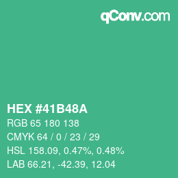 颜色代码: HEX #41B48A | qconv.com