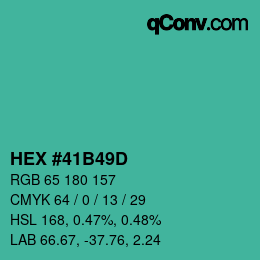 Farbcode: HEX #41B49D | qconv.com