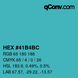 Color code: HEX #41B4BC | qconv.com